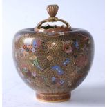 A Japanese Meiji period cloisonné enamel and brass pot pourri jar and cover, of squat baluster form,