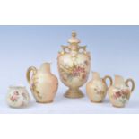 A collection of Royal Worcester blush ivory porcelain, to include a circa 1897 urn, decorated with