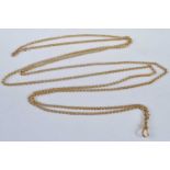 A 9ct gold belcher link long guard chain, with loop catch, 9.1g, 150cmVery good condition.Stamped