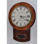 G R Mullan of Bradford - a Victorian figured walnut droptrunk wall clock, having a signed circular