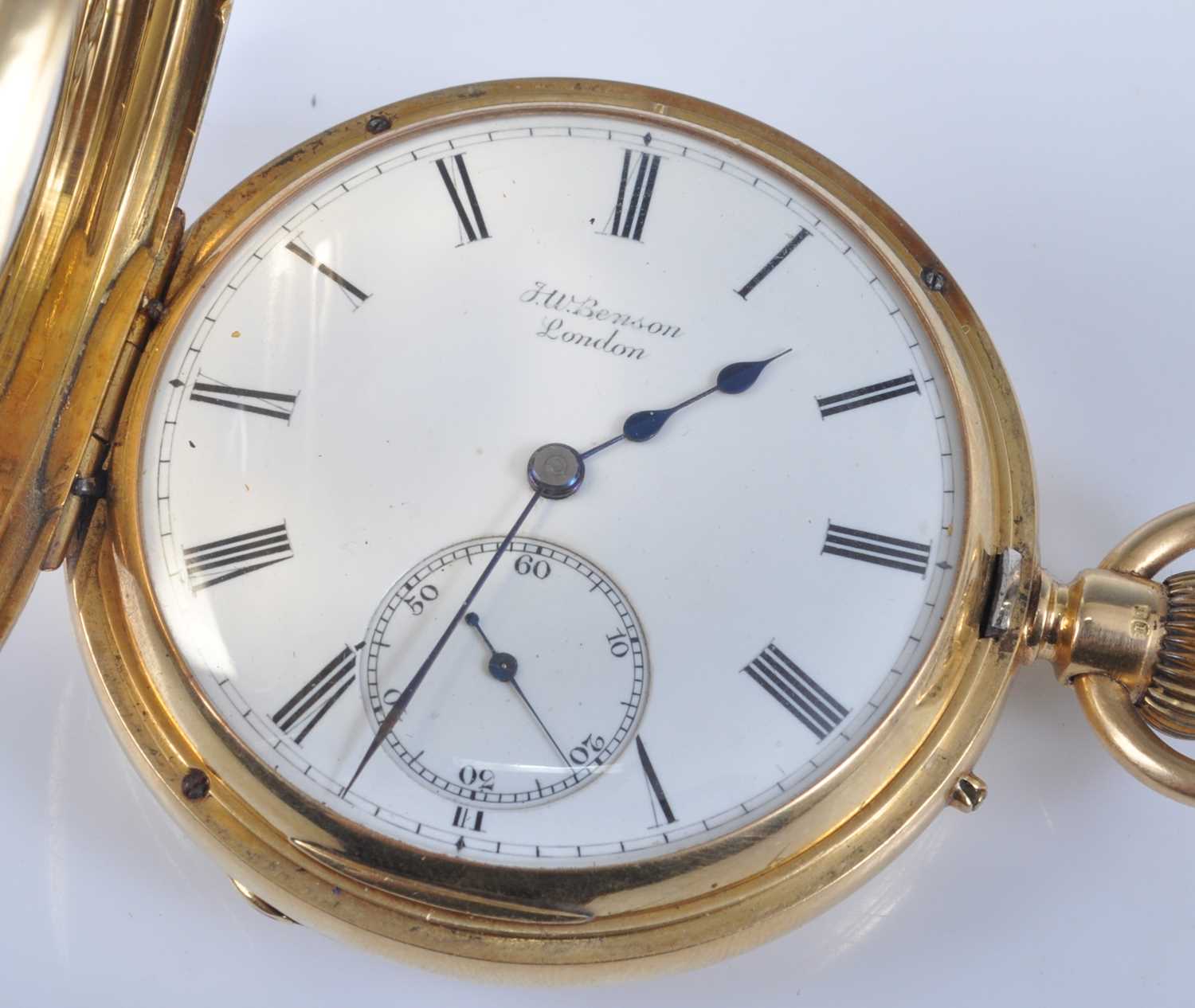 J W Benson of London - 'The Field Watch', a gent's 18ct gold cased half hunter pocket watch, - Bild 6 aus 7