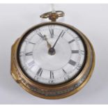 C Pierson of London - a George III pair cased pocket watch, having tortoiseshell outer case and gilt