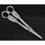 A pair of Victorian silver grape scissors, in the Fiddle, Thread & Shell pattern, maker Goldsmiths &