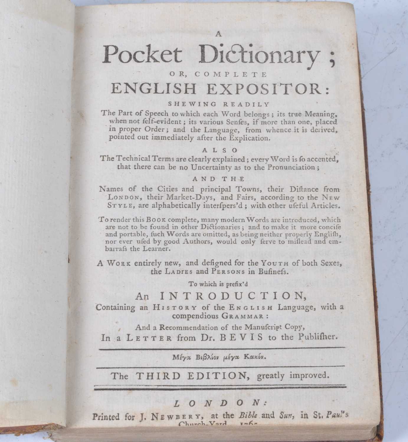 Anon: A Pocket Dictionary; Or, Complete English Expositor: Shewing Readily The Part of Speech to - Bild 5 aus 7