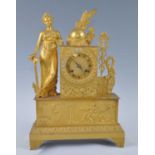 Desjardins of Paris - a mid-19th century gilt bronze mantel clock, having a signed gilded Roman