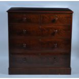 A circa 1830 polished mahogany squarefront chest, having two short and three long graduated and