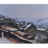 § Peter Brook (1927-2009) - Snow on the Pennine Hills above Holmfirth, oil on canvas, signed and