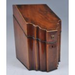 A George III mahogany knife box, having rosewood crossbanding and boxwood stringing, the converted