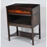 A 19th century Dutch walnut and floral marquetry bijouterie cabinet, the top inlaid with a pair of