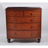 An early Victorian mahogany bowfront chest, of two short and three long graduated cockbeaded