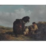 Thomas Smythe (1825-1906) - Lone traveller at rest with attendant horse and hound within a