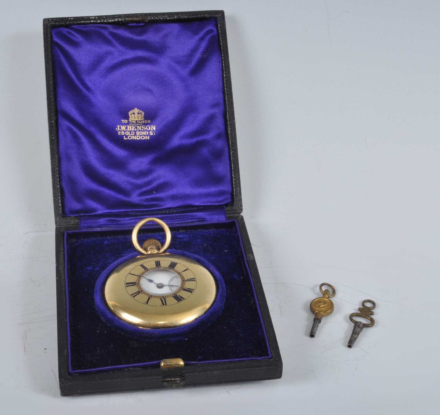 J W Benson of London - 'The Field Watch', a gent's 18ct gold cased half hunter pocket watch, - Bild 2 aus 7