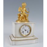 George Wadham of Paris - a circa 1860 marble and gilt bronze mantel clock, the whole surmounted with
