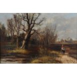 Abraham Hulk Jnr (1851-1922) - Lone traveller in a wooded landscape, oil on canvas (re-lined),