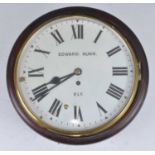 Edward Nunn of Ely - a Victorian mahogany cased circular dial school clock, the signed 12" white