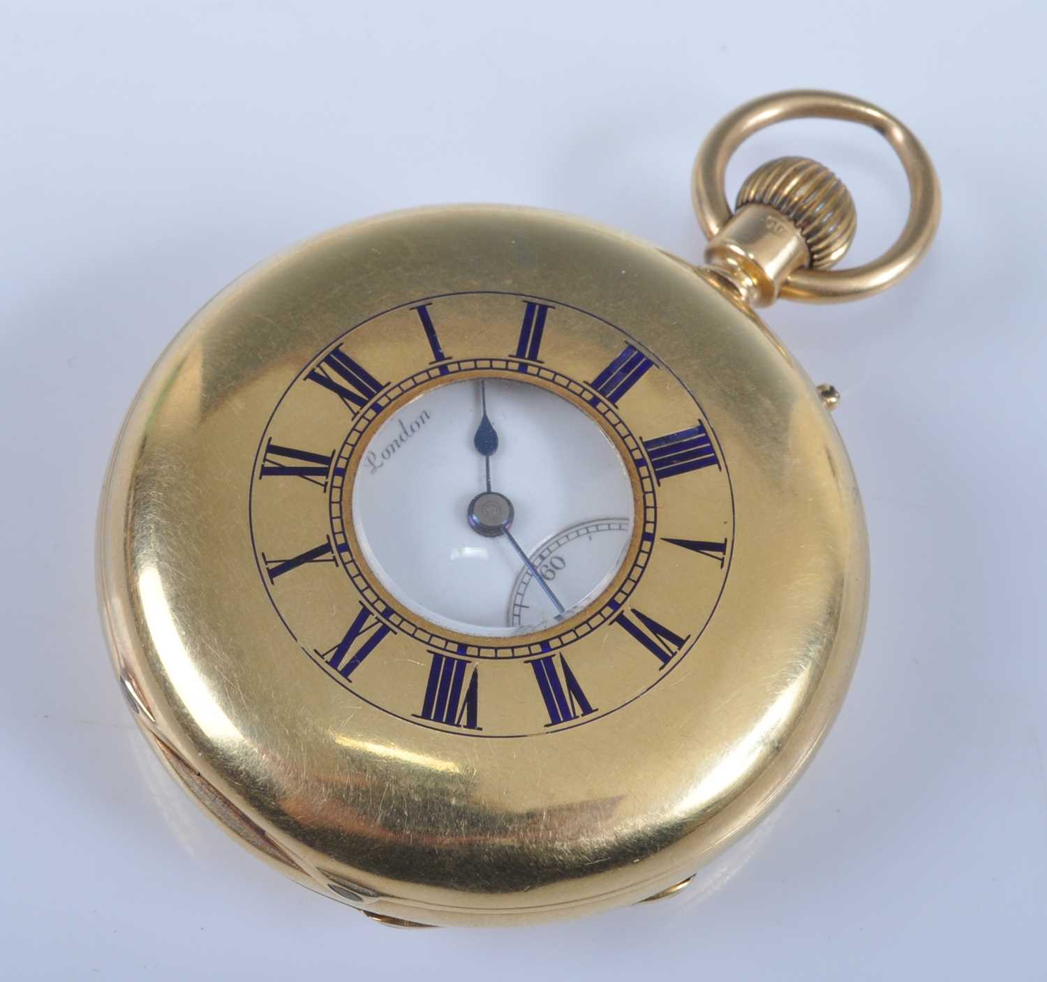 J W Benson of London - 'The Field Watch', a gent's 18ct gold cased half hunter pocket watch,