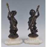 After Claude Michel Clodion - A pair of French late 19th century bronze infant satyrs, modelled in