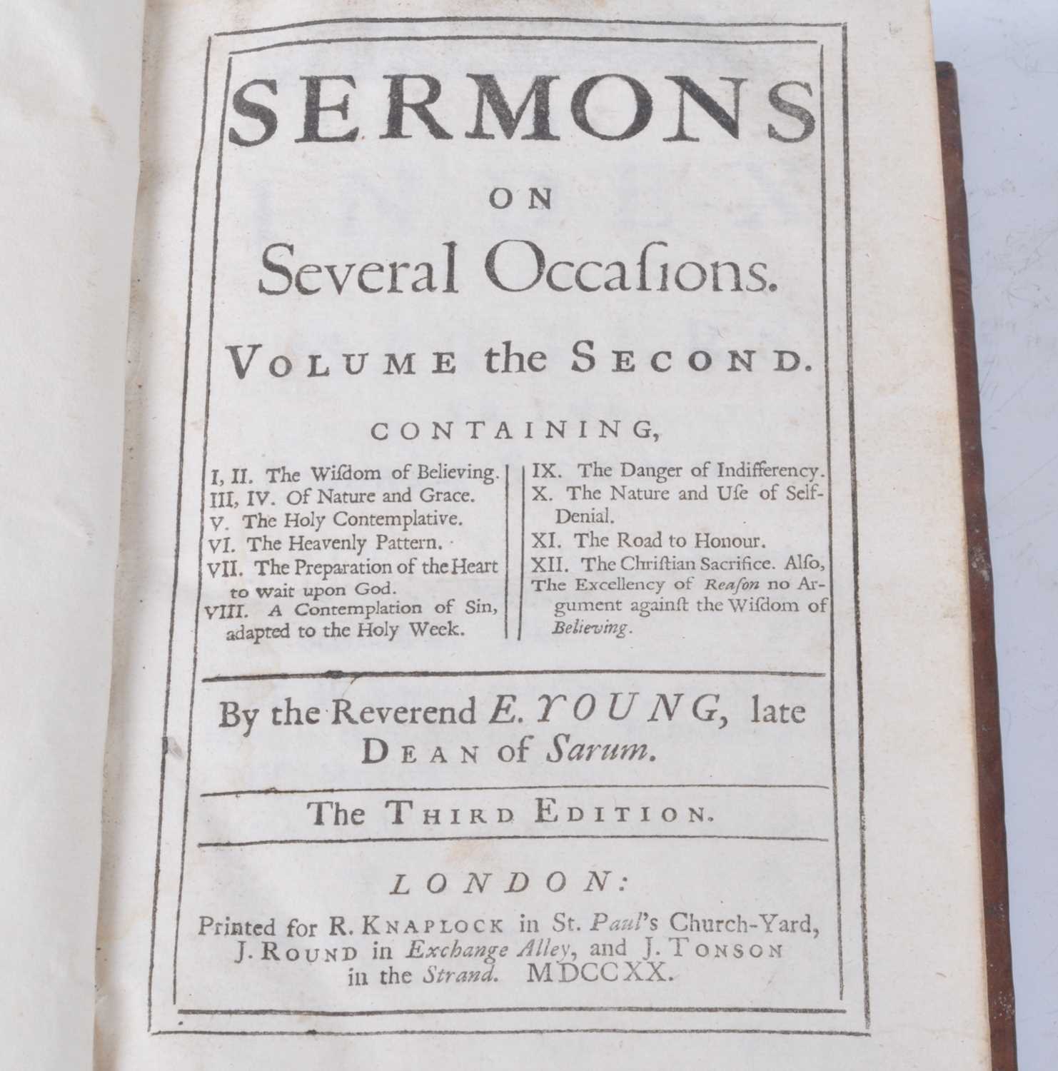 Young, Reverend Edward, late Dean of Sarum: Sermons On Several Occasions, Volume the Second, The - Image 2 of 3
