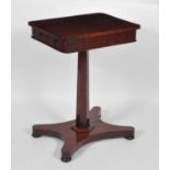 A William IV mahogany pedestal occasional table, the rectangular top with rounded corners and single