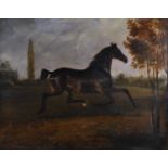 Henry Calvert (1798-1869) - Bay horse trotting in a landscape, oil on canvas (re-lined), signed