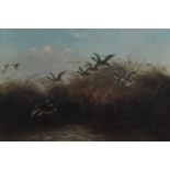 Thomas Smythe (1825-1906) - Ducks above the reed beds, oil on canvas (re-lined), signed lower