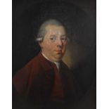 Early 19th century English school - Half-length portrait of a gentleman wearing a brown tunic, oil