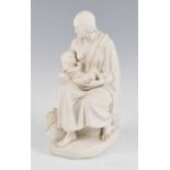 A Victorian Minton parian figure group 'The Distressed Mother', inscribed 'Reduced from Sir