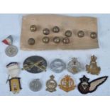 A collection of cap badges, buttons and insignia, to include Royal Military Police, Air Training