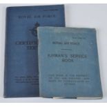 A post WW II RAF Certificate of Service and Airman's Service Book, naming 4168740 L.A.C. Kevin