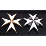 The Most Venerable Order of St John breast star, the Maltese cross in gilt and white enamel, 74 x