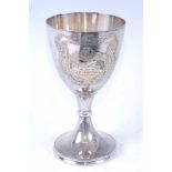 A WW I silver plated trophy goblet, engraved with the Royal Flying Corps crest "Won At Hooton Park