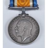 A WW I British War Medal, naming 11752 PTE. C.J. ELGOOD. HERTS. R. (1)Suspension bar replaced.