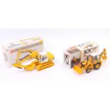 NZG 1/35th scale boxed earth moving equipment group of two to include, No. 277 JCB 3CX Excavator