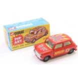 Corgi Toys No. 349 Pop Art Morris Mini comprising a red body with lemon interior and psychedelic