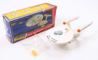 Dinky Toys No. 358 U.S.S. Enterprise from the TV show Star Trek in white with orange pod and 2