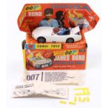 Corgi Toys No. 336 James Bond's Toyota 2000 GT comprising of white body with black interior, and two