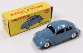 Dinky Toys No.181 Volkwagen, comprising RAF blue body with spun hubs, housed in the original correct