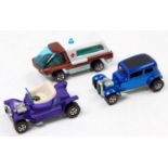 3 Mattel Hot Wheels "Redlines" issues comprising a Classic '32 Ford Vicky in blue with a brown