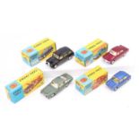 Corgi Toys, 4 boxed examples comprising No. 418 Austin Taxi (VNM-BNM), No. 252 Rover 2000 in maroon,