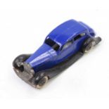 Dinky Toys pre-war No. 30B Rolls Royce in blue with black open chassis and unpainted smooth hubs