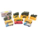Dinky Toys boxed group to include, No. 641 Army 1 Ton Truck, No. 626 Military Ambulance, No. 414
