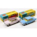 Corgi Toys, 2 boxed examples comprising No. 217 Fiat 1800 in light blue with a lemon interior and