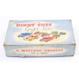 Dinky Toys Gift Set 3 Passenger Cars original empty box - blue card base with striped pictorial lid,