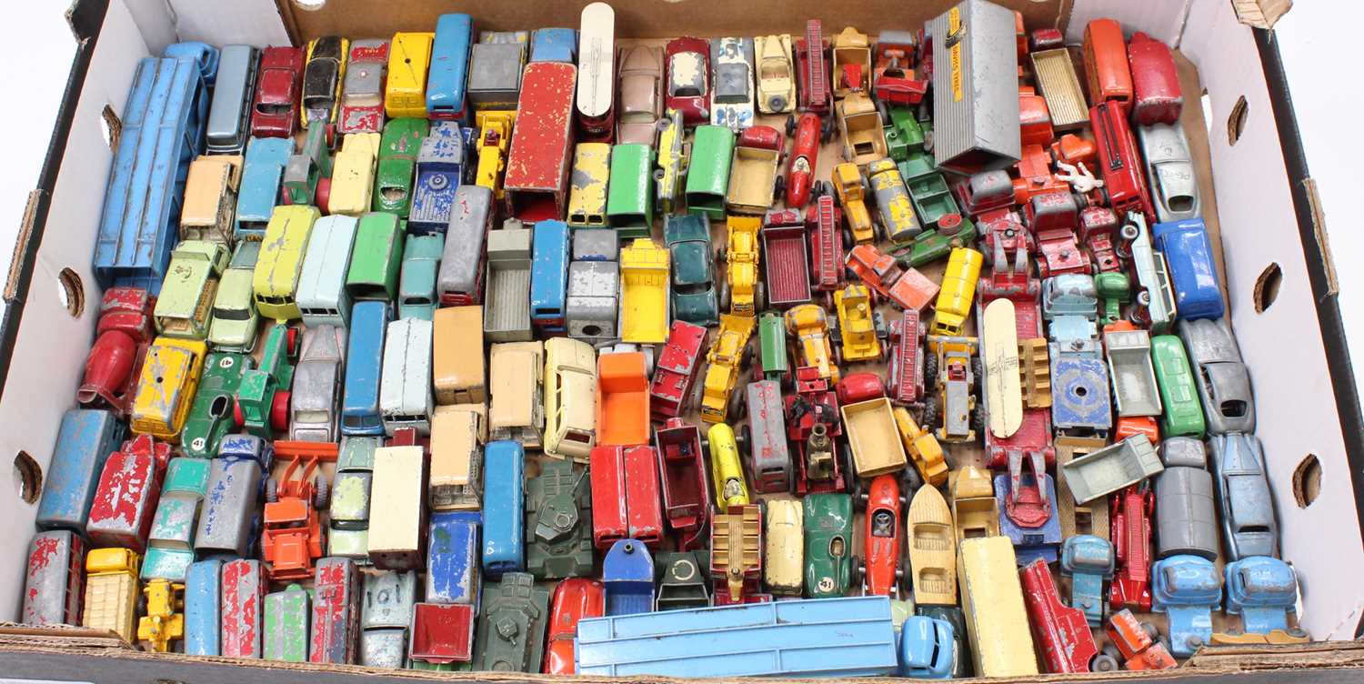 One tray containing a large quantity of Matchbox 1-75 vehicles in play worn condition
