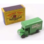 Matchbox Lesney No. 17 Bedford Removals Van finished in light green with metal wheels and "