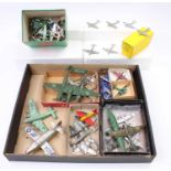 One tray containing a quantity of mostly Dinky Toys aircraft to include, No. 62T Whitley Bomber, No.