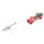 Brimtoy plastic and clockwork model of a Aircraft Transport Vehicle, comprising red body with