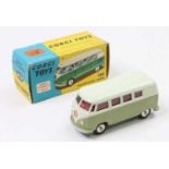 Corgi Toys No. 434 VW Kombi van, olive green lower and a very pale green/off white upper body with