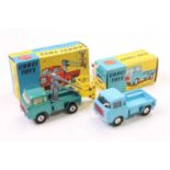 Corgi Toys, 2 boxed examples comprising No. 409 Forward Control Jeep in light blue with a red grille