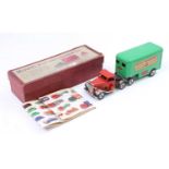 Triang Minic Pre-War Mechanical Horse and Pantechnicon set, comprising red cab and green trailer